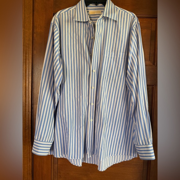 Vintage 1990s Michael Kors Vertical Stripe Button Up Dress Shirt - Picture 1 of 5